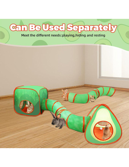Túnel y Cubo Colapsable para Conejos YUEPET 3 en 1 Aguacate