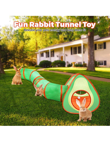 Túnel y Cubo Colapsable para Conejos YUEPET 3 en 1 Aguacate