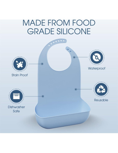 Babero de Silicona Mars Wellness para Adultos - 50.8x33 cm