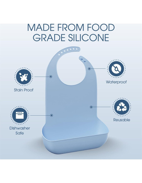 Babero de Silicona Mars Wellness para Adultos - 50.8x33 cm