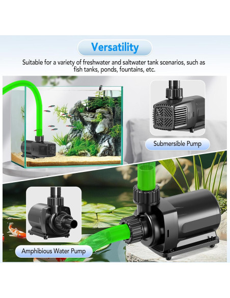 Bomba de Agua Ajustable Hygger 28W 800GPH para Acuario