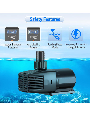 Bomba de Agua Ajustable Hygger 28W 800GPH para Acuario