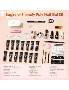 Kit de Gel de Uñas Poly ROSALIND - 14 Colores + Mini Lámpara UV 2