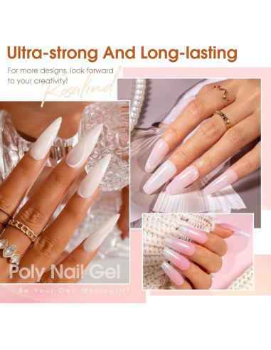 Kit de Gel de Uñas Poly ROSALIND - 14 Colores + Mini Lámpara UV