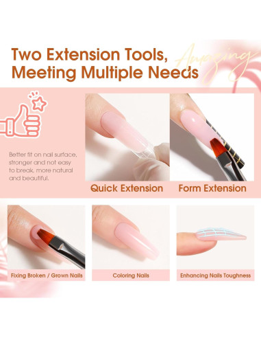 Kit de Gel de Uñas Poly ROSALIND - 14 Colores + Mini Lámpara UV