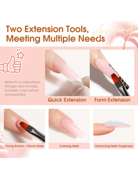 Kit de Gel de Uñas Poly ROSALIND - 14 Colores + Mini Lámpara UV