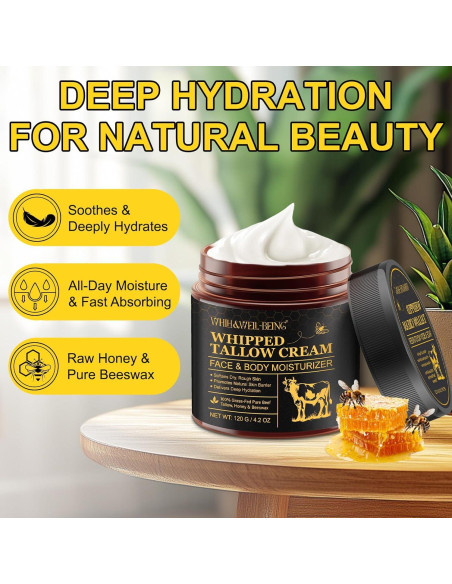 Bálsamo Hidratante de Grasa de Res y Miel WHLH 2 Paquetes