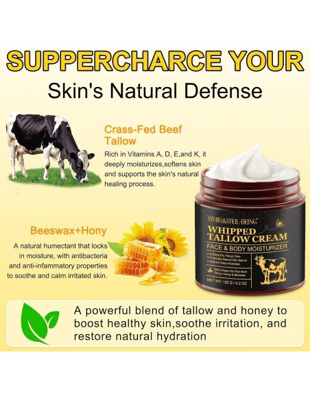 Bálsamo Hidratante de Grasa de Res y Miel WHLH 2 Paquetes