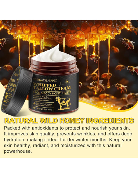 Bálsamo Hidratante de Grasa de Res y Miel WHLH 2 Paquetes