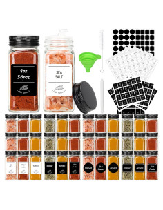 Tarros de Especias de Vidrio CycleMore 36 Pcs 4 oz Cuadrados