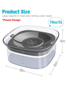 Tazón de Agua para Perros UPSKY 2L Antiderrame y Antideslizante 2