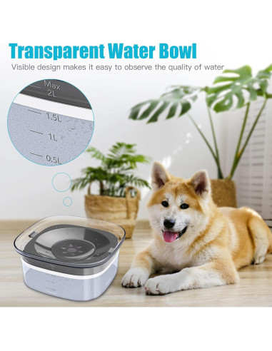 Tazón de Agua para Perros UPSKY 2L Antiderrame y Antideslizante