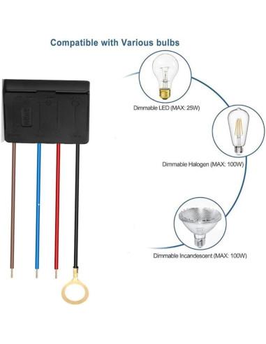 Atenuador Táctil 3 Vías Inara Lighting 100W LED Incandescente