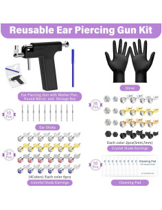 Kit de Pistola de Perforación de Oídos Evatage con Pendientes 2