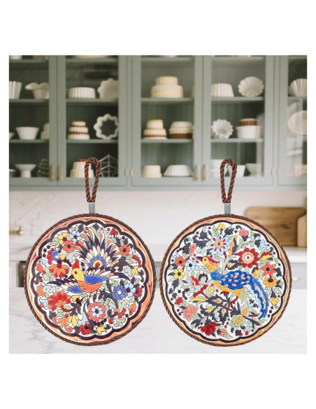 Trivetes de cerámica JGZTJXNK 17 cm con diseño de pájaros