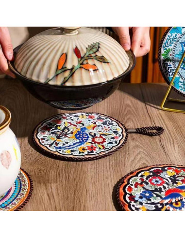 Trivetes de cerámica JGZTJXNK 17 cm con diseño de pájaros