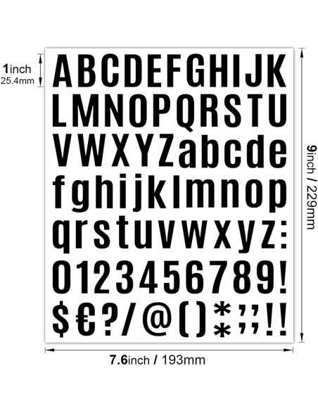 Calcomanías de Letras y Números Vinilo Debinolo 810 Piezas 25.4 mm