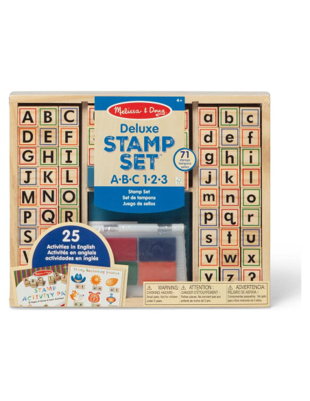 Conjunto de Sellos de Madera Deluxe Melissa y Doug ABCs 123s