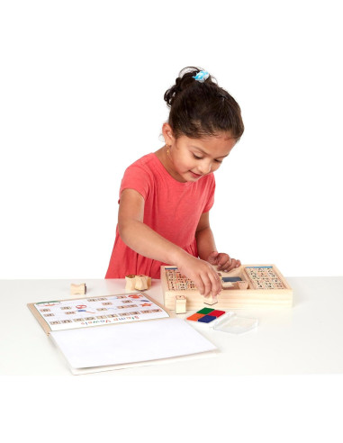 Conjunto de Sellos de Madera Deluxe Melissa y Doug ABCs 123s