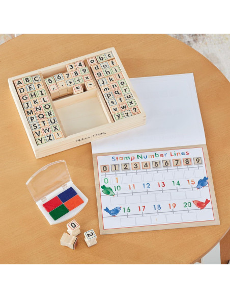 Conjunto de Sellos de Madera Deluxe Melissa y Doug ABCs 123s