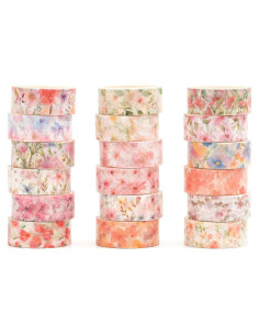 Conjunto de 18 Rollos de Cinta Washi Floral Songdao 15mm