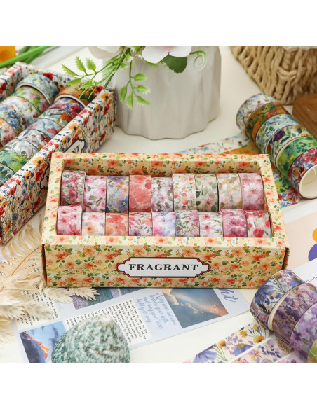 Conjunto de 18 Rollos de Cinta Washi Floral Songdao 15mm