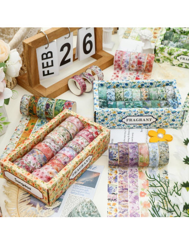 Conjunto de 18 Rollos de Cinta Washi Floral Songdao 15mm
