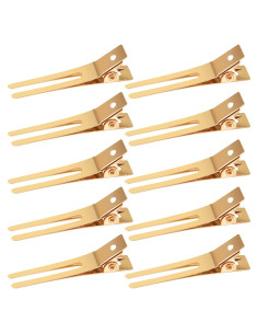 Clips de Rizo Doble Punta Dorados Qearl - 100 Piezas 4.6 cm