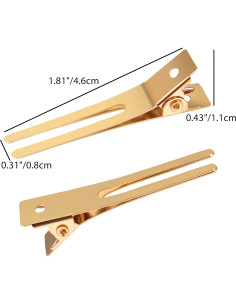 Clips de Rizo Doble Punta Dorados Qearl - 100 Piezas 4.6 cm 2