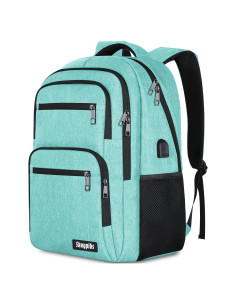 Mochila Unisex 15.6" Cian con Puerto USB y Ergonomía