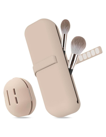 Soporte para Brochas de Maquillaje Caqui - Organizador de Silicona