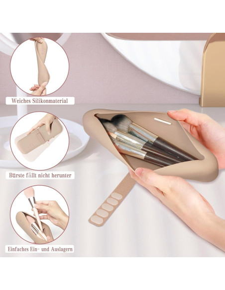 Soporte para Brochas de Maquillaje Caqui - Organizador de Silicona