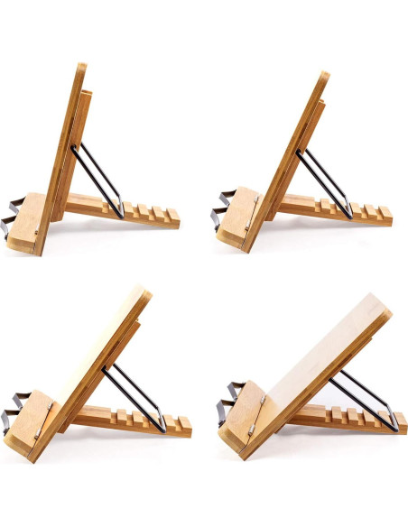 Soporte de Libro Grande Goldwish de Bambú 28x20 cm Ajustable
