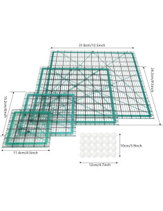 Juego de Reglas de Acolchado LINXIAO 4 Piezas Acrílico Azul 2