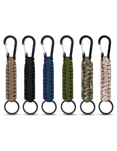 Paquete de 6 llaveros de paracord Yuntop con mosquetón