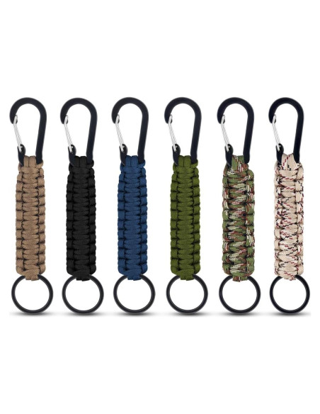 Paquete de 6 llaveros de paracord Yuntop con mosquetón Paquete de 6 llaveros de paracord Yuntop con mosquetón