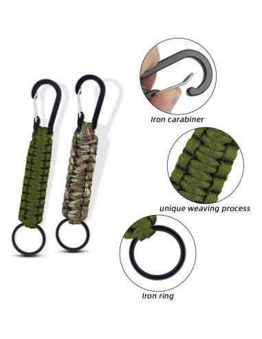 Paquete de 6 llaveros de paracord Yuntop con mosquetón