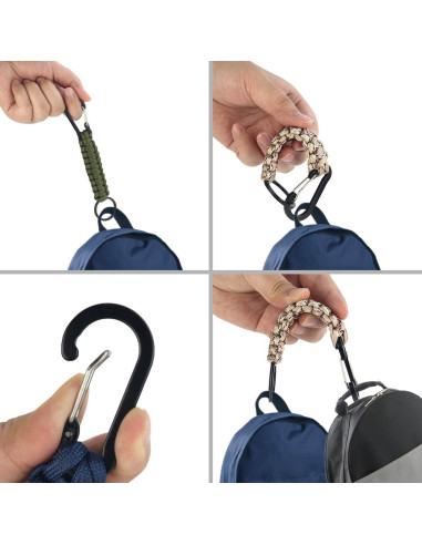 Paquete de 6 llaveros de paracord Yuntop con mosquetón