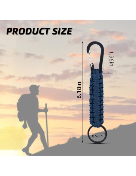 Paquete de 6 llaveros de paracord Yuntop con mosquetón Paquete de 6 llaveros de paracord Yuntop con mosquetón