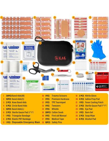 Kit de Primeros Auxilios L&L 120 Piezas Impermeable para Emergencias