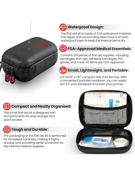 Kit de Primeros Auxilios L&L 120 Piezas Impermeable para Emergencias