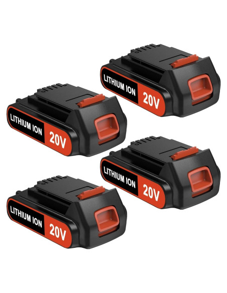 4 Baterías de Litio 20V 4.0Ah Black and Decker Reemplazo