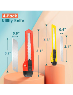 Cortador de Caja Retráctil ORIENTOOLS 4-Pack, Rojo y Amarillo 2