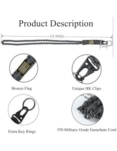 Llavero táctico militar CHENXIKK paracord 50 cm gris 2