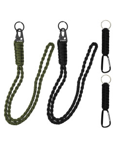 Lanyard Táctico de Paracord PKRFCJ - 4 Piezas (Negro + Verde Militar)
