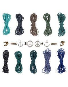 Kit de Pulsera de Amistad Paracord Planet 10 Charms 3.05m