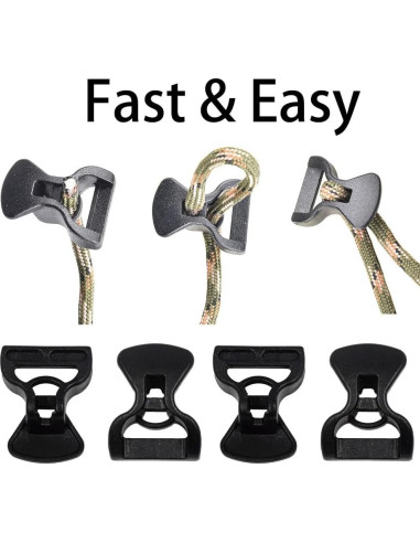 30 Hebillas de Cuerda Ajustadoras SquEqu para Camping 2.3cm