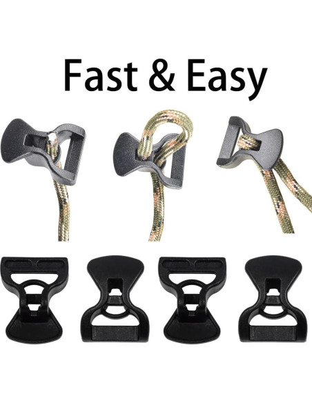 30 Hebillas de Cuerda Ajustadoras SquEqu para Camping 2.3cm