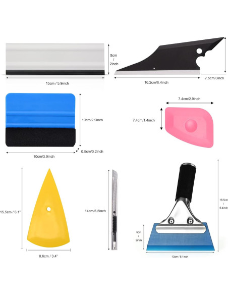 Kit de Herramientas EHDIS para Envoltura de Vinilo y Tinte de Ventanas 7 Piezas