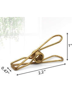 50 Pinzas de Ropa AITRAI Acero Inoxidable Doradas 5.58 cm 2